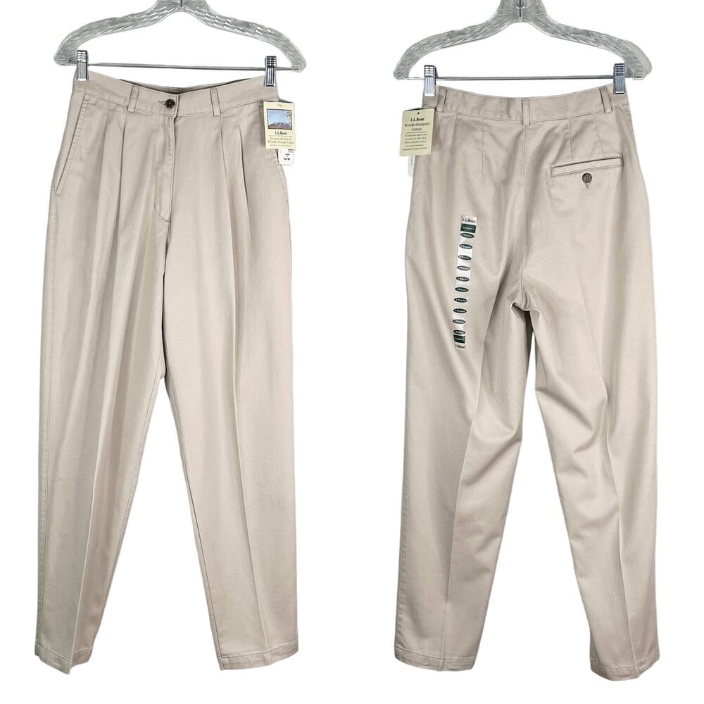 LL Bean Women's Wrinkle-Free Bayside Pants Khaki 4 Regular New